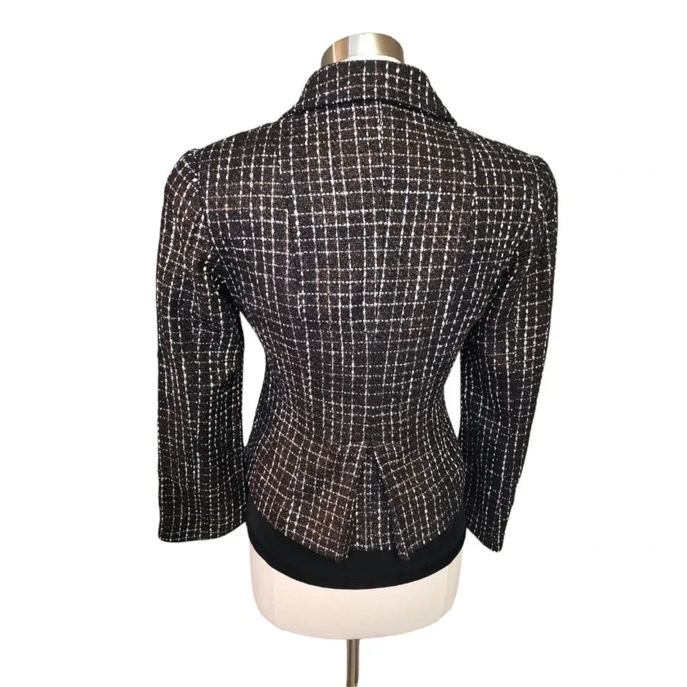 Coldwater Creek Women's Blazer Black with Gold Shimmer and White Size 4
